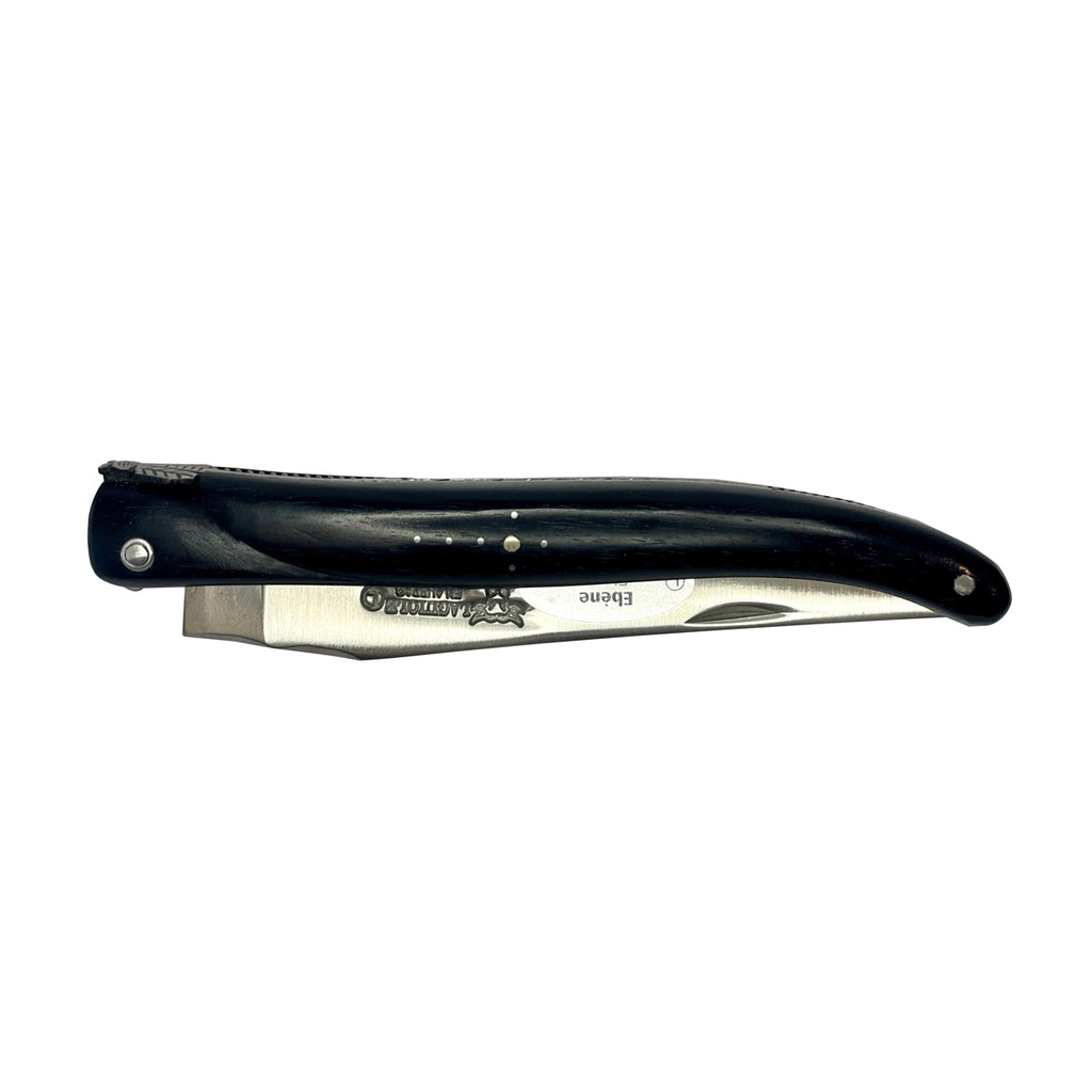 Laguiole en Aubrac Handcrafted Double Plated Multipurpose Knife, Ebony Wood Handle, 4-Inches - LaguioleEnAubracShop
