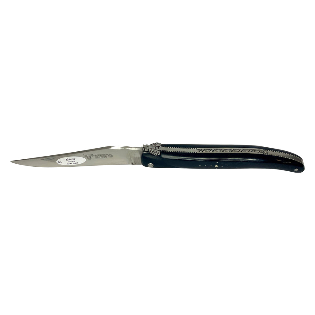 Laguiole en Aubrac Handcrafted Double Plated Multipurpose Knife, Ebony Wood Handle, 4-Inches - LaguioleEnAubracShop