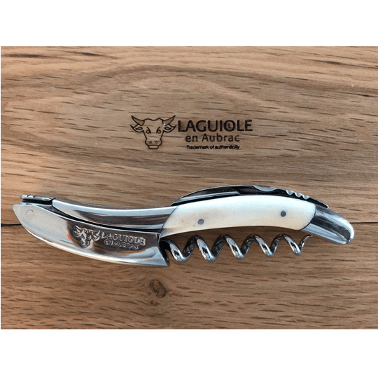 Laguiole en Aubrac Sommelier Waiter's Corkscrew with Shiny Bone Handle. - LaguioleEnAubracShop