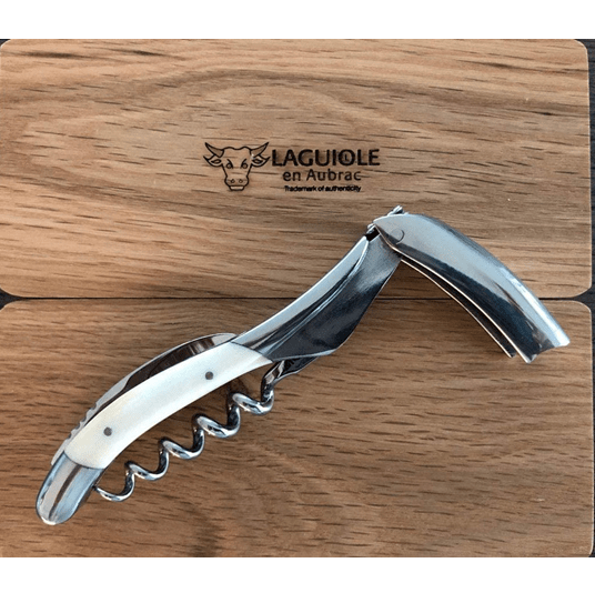 Laguiole en Aubrac Sommelier Waiter's Corkscrew with Shiny Bone Handle. - LaguioleEnAubracShop