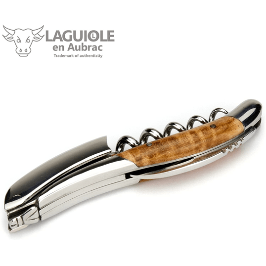 LaguLaguiole en Aubrac Sommelier Waiter's Corkscrew with Wavy Maple Wood Handle - LaguioleEnAubracShop