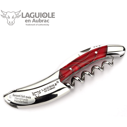 Laguiole en Aubrac Sommelier Waiter's Corkscrew with Marshmallow Red Handle - LaguioleEnAubracShop