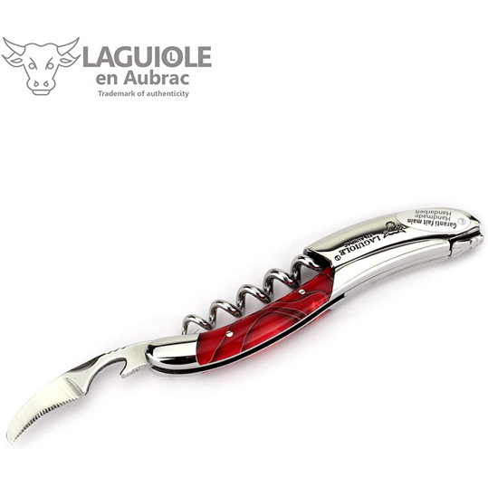 Laguiole en Aubrac Sommelier Waiter's Corkscrew with Marshmallow Red Handle - LaguioleEnAubracShop