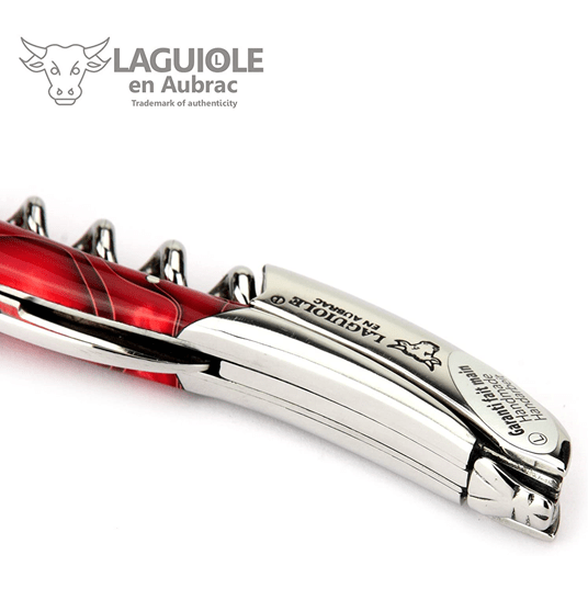 Laguiole en Aubrac Sommelier Waiter's Corkscrew with Marshmallow Red Handle - LaguioleEnAubracShop