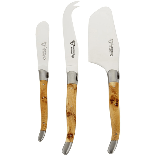 3pcs Laguiole Cheese Knife Set Wood Handle Butter Spreader Knives