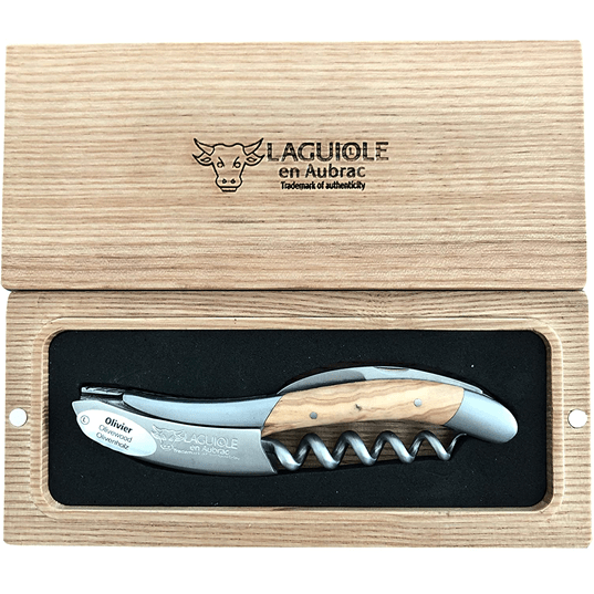 Laguiole en Aubrac Sommelier DeLuxe No 7 Waiter's Corkscrew with Olivewood Handle - LaguioleEnAubracShop