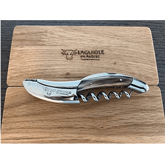 Laguiole en Aubrac Sommelier DeLuxe No 9  Waiter's Corkscrew with Solid Horn Handle - LaguioleEnAubracShop