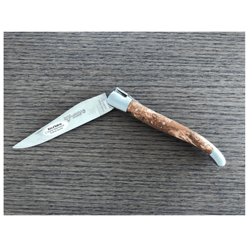Laguiole en Aubrac Handcrafted Plated Multipurpose Knife, Aubrac Wood Handle, 4.75 inches - LaguioleEnAubracShop