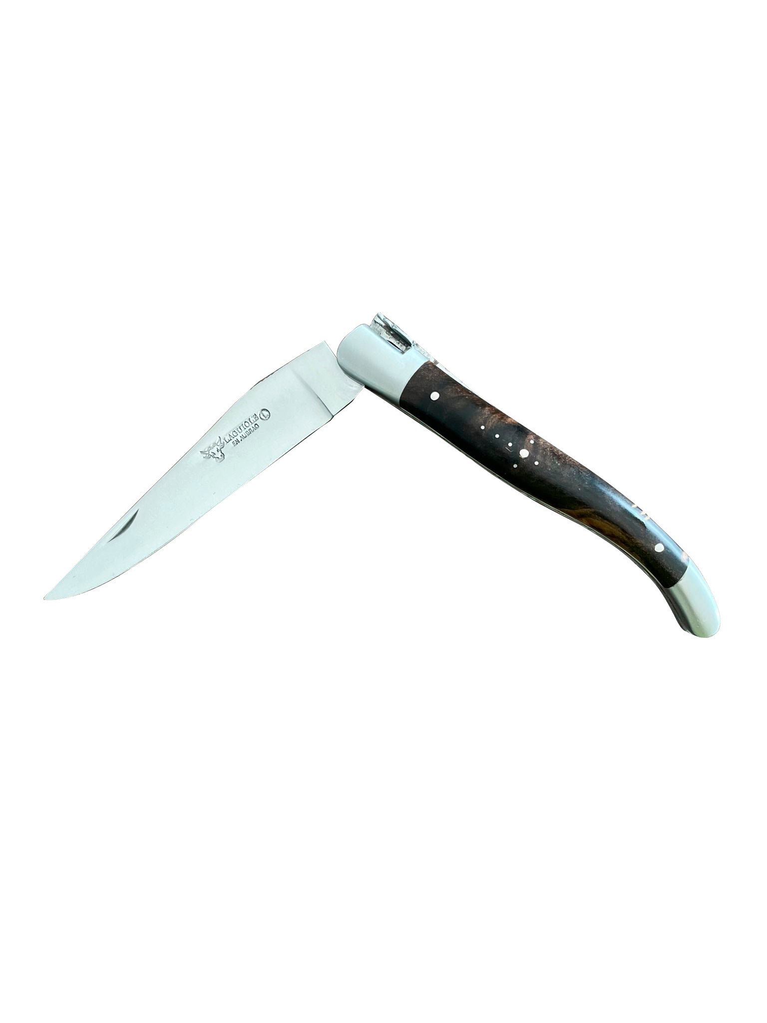 Laguiole en Aubrac Handcrafted Plated Multipurpose Knife, Blackened Poplar Wood Handle, 4.75-Inches - LaguioleEnAubracShop