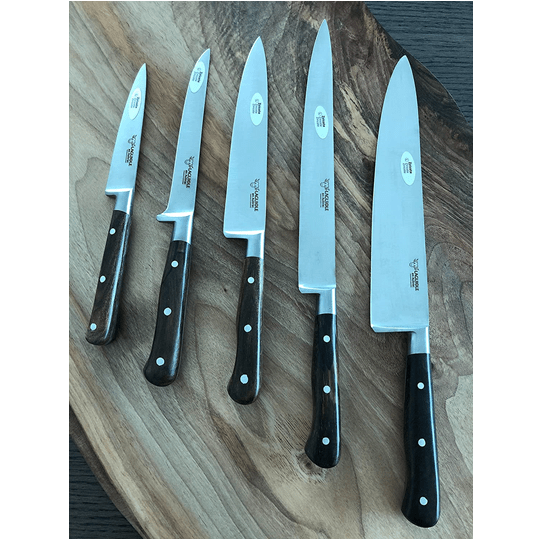Laguiole en Aubrac Handcrafted 5-Piece Kitchen Knife Set with Ziricote Wood Handle. - LaguioleEnAubracShop