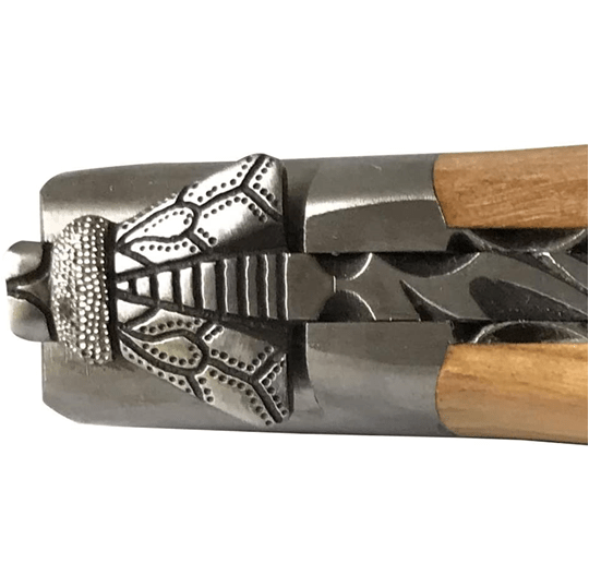 Laguiole en Aubrac Luxury Handcarved Plated Multipurpose Knife with Olivewood Handle, 4.75 inches - LaguioleEnAubracShop