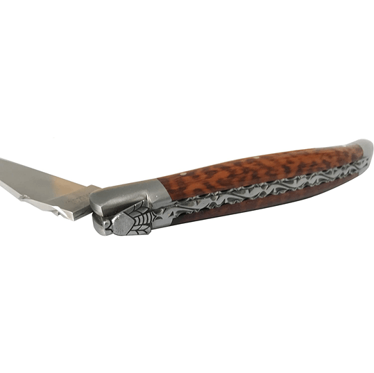 Laguiole en Aubrac Luxury Handcarved Platesd Multipurpose Knife with Snakewood Handle, 4.75 inches - LaguioleEnAubracShop