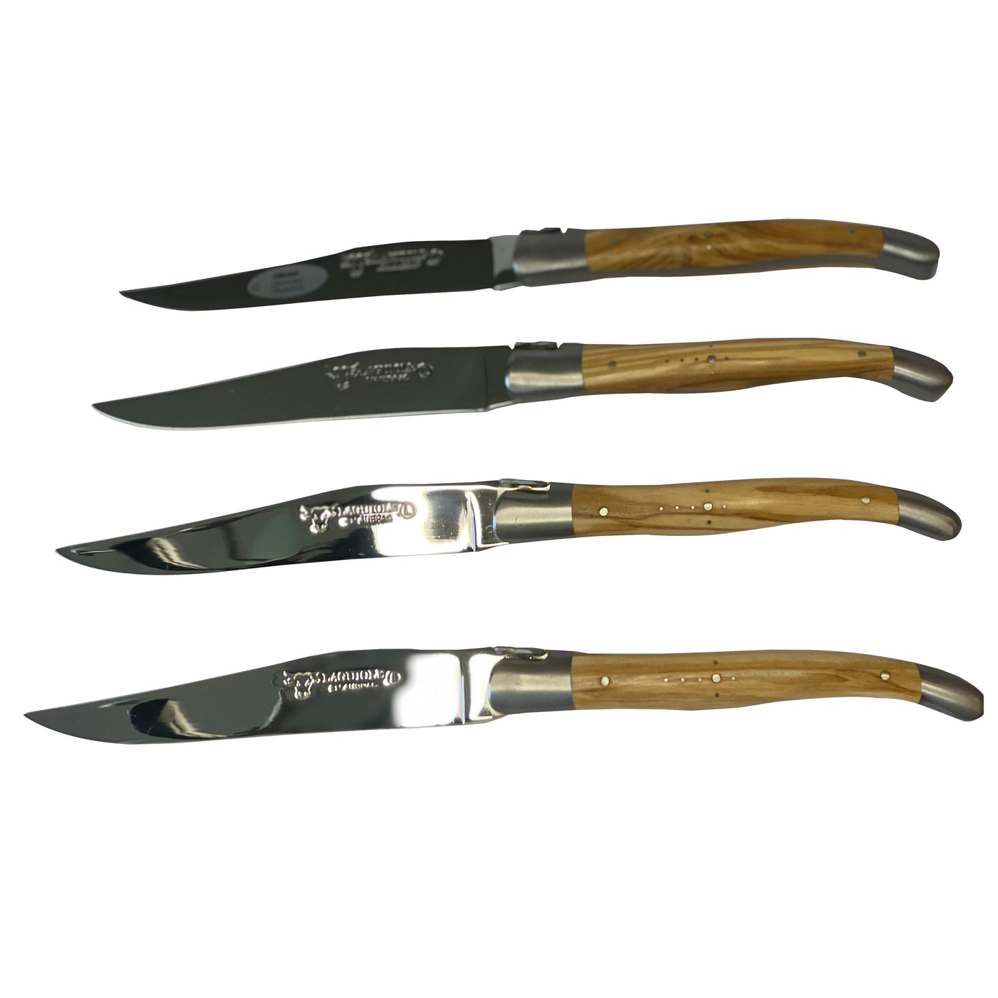 Laguiole en Aubrac Handcrafted Plated 4-Piece Steak Knife Set with Olivewood Handles - LaguioleEnAubracShop