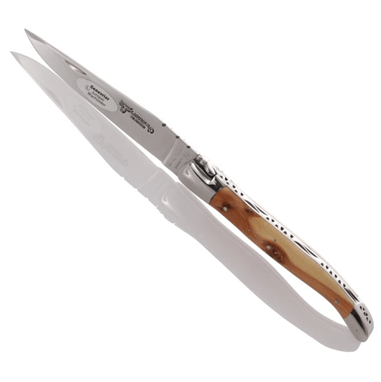 Laguiole en Aubrac Handcrafted Plated Multipurpose Knife, Juniper Wood Handle, 4.75 inches - LaguioleEnAubracShop
