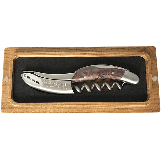 Laguiole en Aubrac Sommelier Waiter's Corkscrew with Buckeye Burl Wine Handle - LaguioleEnAubracShop