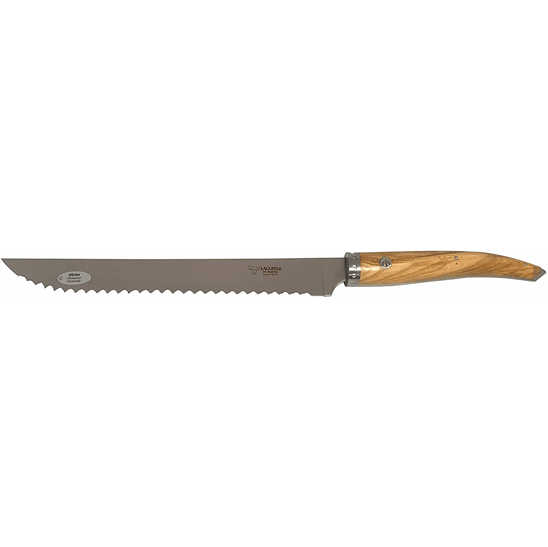 Laguiole en Aubrac Stainless Fully Forged Steel Bread Serrated Knife with Olivewood Handle, 9-in - LaguioleEnAubracShop