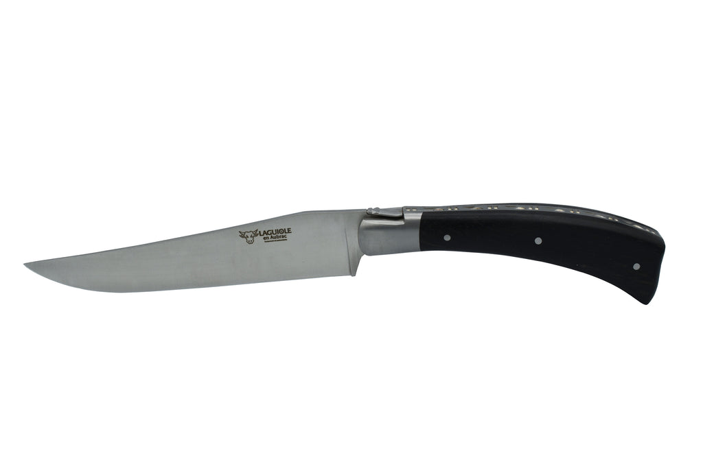 Laguiole en Aubrac Luxury Forged Full Tang Porterhouse Stainless Steel 4-Piece Steak Knife Set, with Ebony Handle, Wide Blade - LaguioleEnAubracShop
