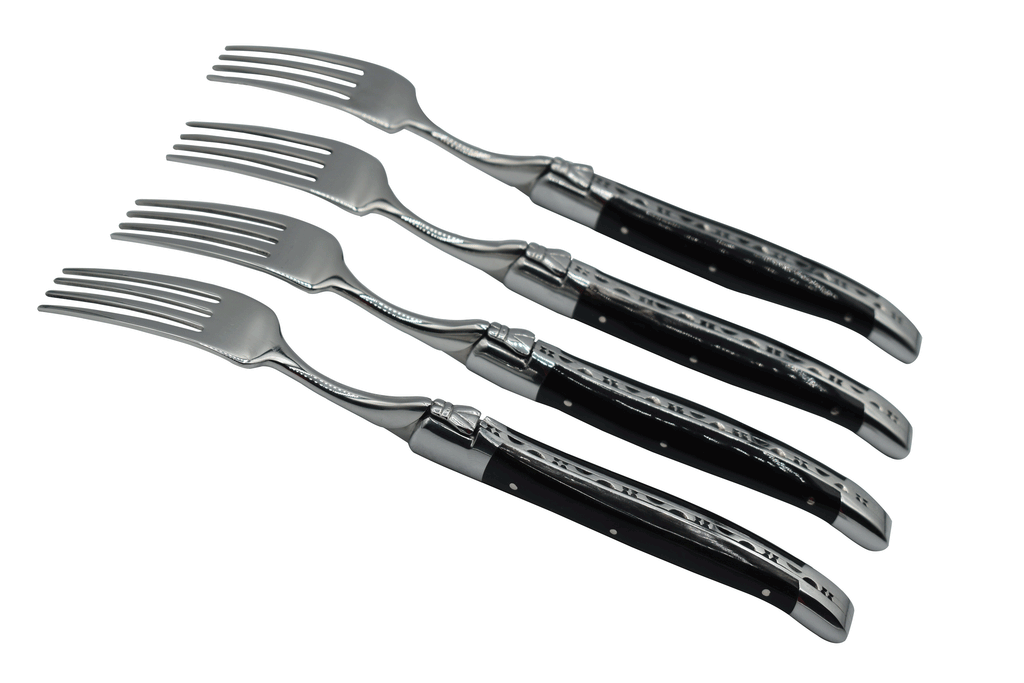 Laguiole en Aubrac Handcrafted Plated 4-Piece Fork Set with Buffalo Horn Handles - LaguioleEnAubracShop