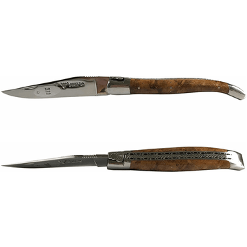 Laguiole en Aubrac Handcrafted Luxury Double Plated Multipurpose Knife with Teak Handle,  4.75-inches - LaguioleEnAubracShop