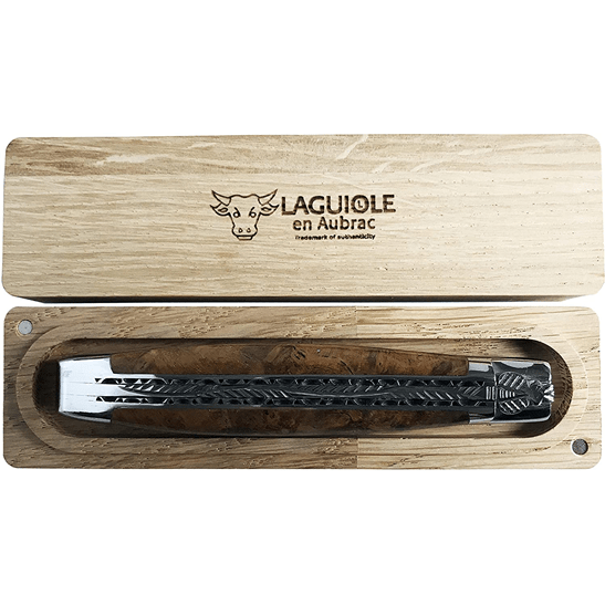 Laguiole en Aubrac Handcrafted Luxury Double Plated Multipurpose Knife with Teak Handle,  4.75-inches - LaguioleEnAubracShop