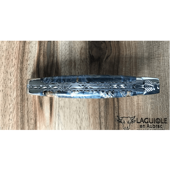 Laguiole en Aubrac Polished Handcrafted Luxury Double Plated Multipurpose Knife with Buckeye Blue Handle,  4.75-inches - LaguioleEnAubracShop