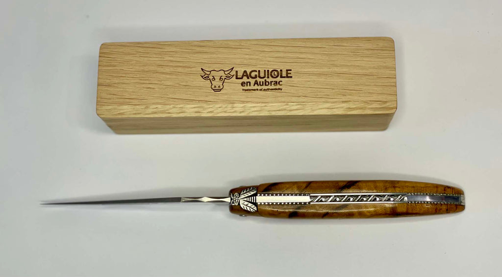 Laguiole en Aubrac Handcrafted Double Plated Multipurpose Knife, Teak Wood Handle, 4-Inches - LaguioleEnAubracShop
