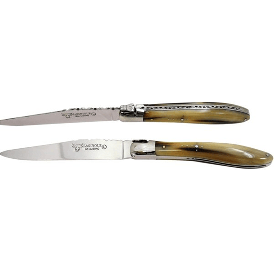 Laguiole en Aubrac 6-Piece Steak Knife Set — Solid Horn, Crocus