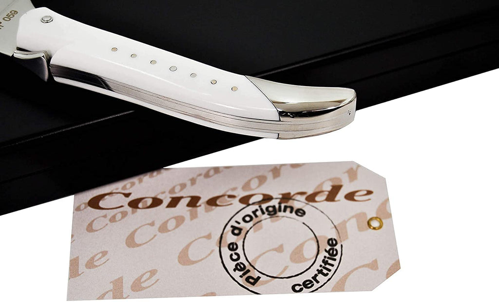 Laguiole en Aubrac Special Edition Concorde Champagne Saber with White Resin Handle - LaguioleEnAubracShop