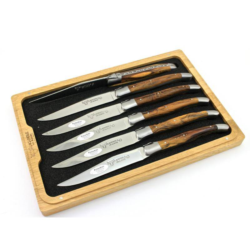 Cuchillos de mesa para carne mango de madera 6 piezas