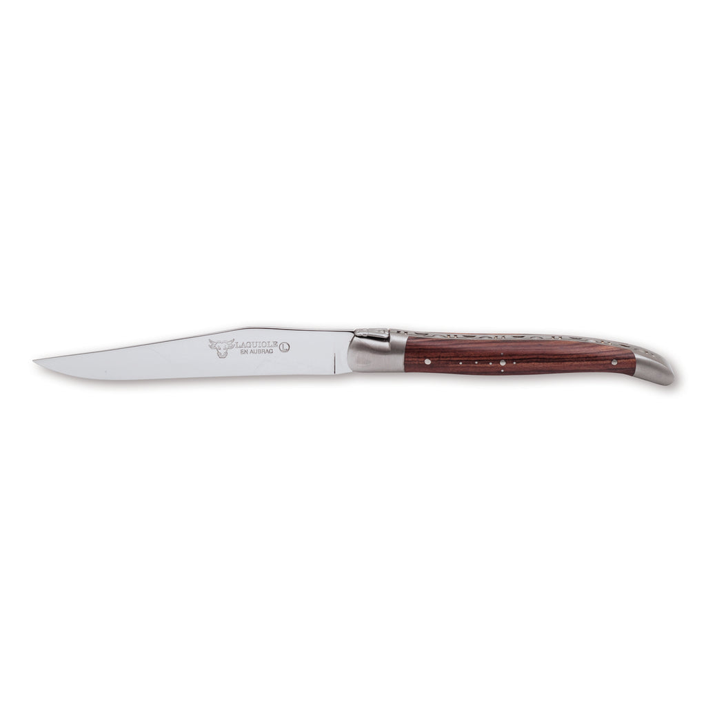 Laguiole en Aubrac Handcrafted Plated 6-Piece Steak Knife Set with Violet Wood Handles - LaguioleEnAubracShop