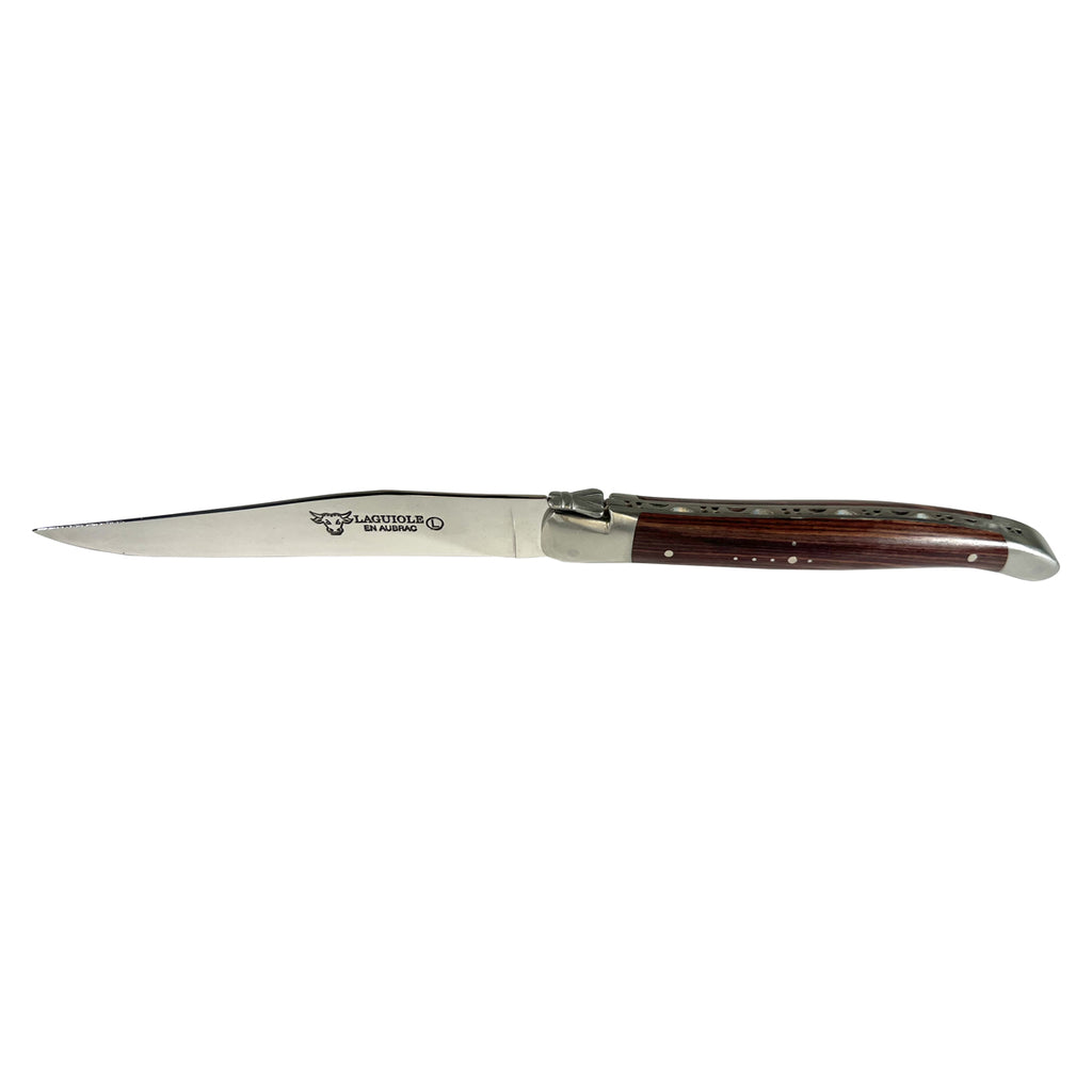 Laguiole en Aubrac Handcrafted Plated 6-Piece Steak Knife Set with Violet Wood Handles - LaguioleEnAubracShop