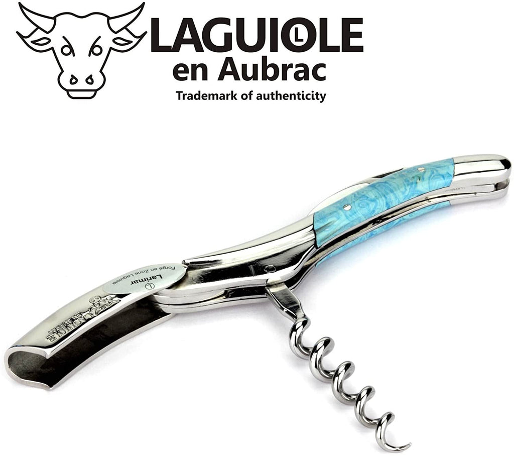 Laguiole En Aubrac Sommelier Waiter's Corkscrew with Genuine Larimar Handle - LaguioleEnAubracShop