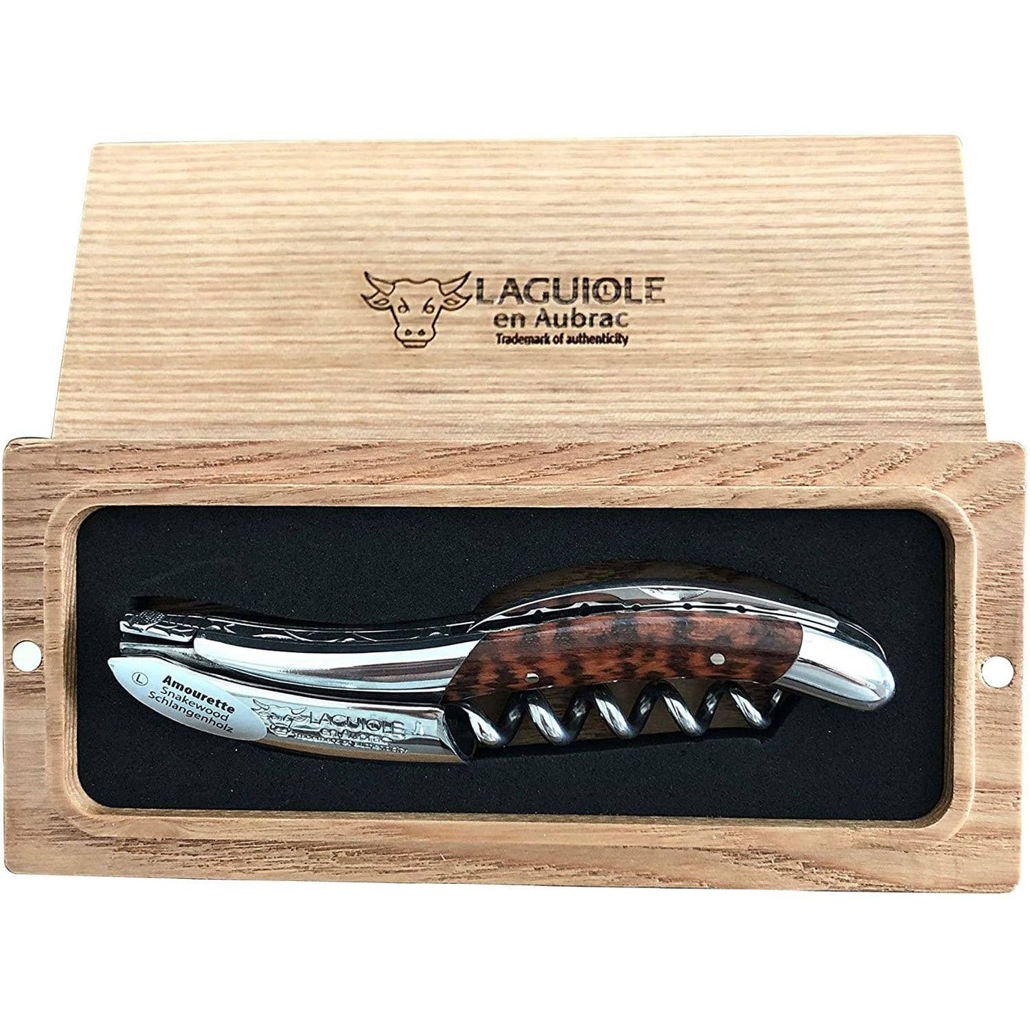 Laguiole en Aubrac Sommelier DeLuxe No 7 Waiter's Corkscrew with Amourette Snakewood Handle - LaguioleEnAubracShop