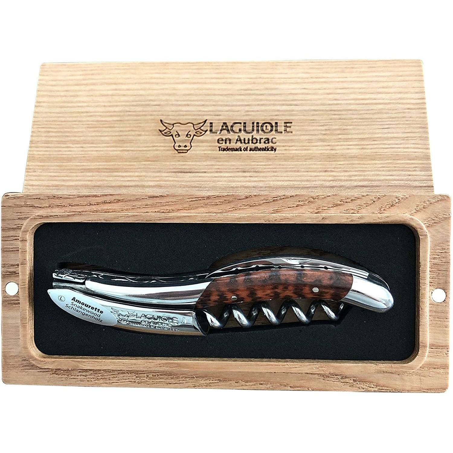 Laguiole en Aubrac Sommelier DeLuxe No 7 Waiter's Corkscrew with Amourette Snakewood Handle - LaguioleEnAubracShop