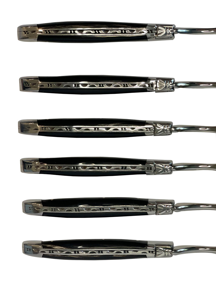 Laguiole en Aubrac Luxury 28-Piece Handcrafted Flatware Set, Buffalo Horn Handles - LaguioleEnAubracShop