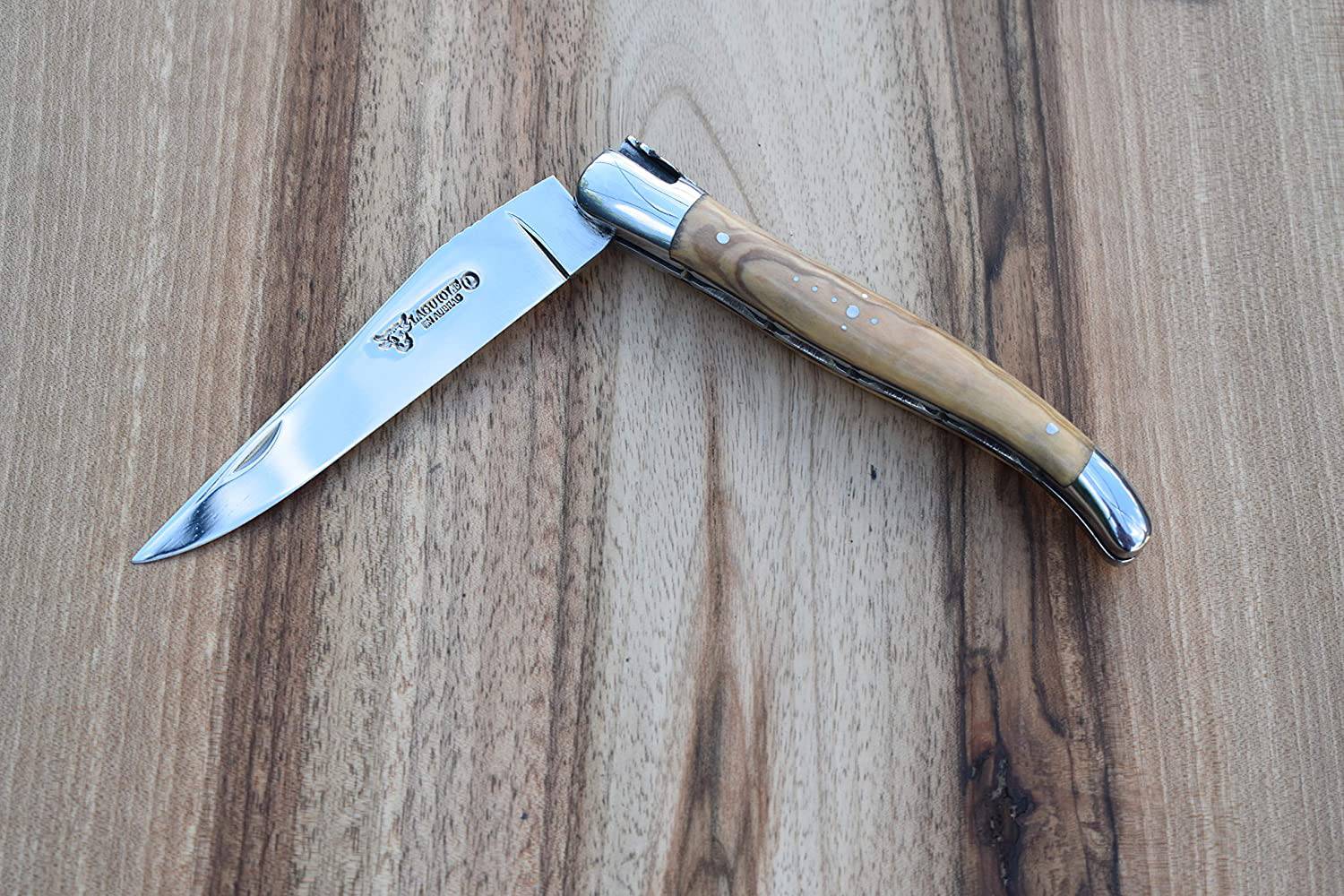 Laguiole en Aubrac Handcrafted Limited Edition Double Plated Multipurpose Knife with Burl Olivewood Handle, 4.75 inches - LaguioleEnAubracShop