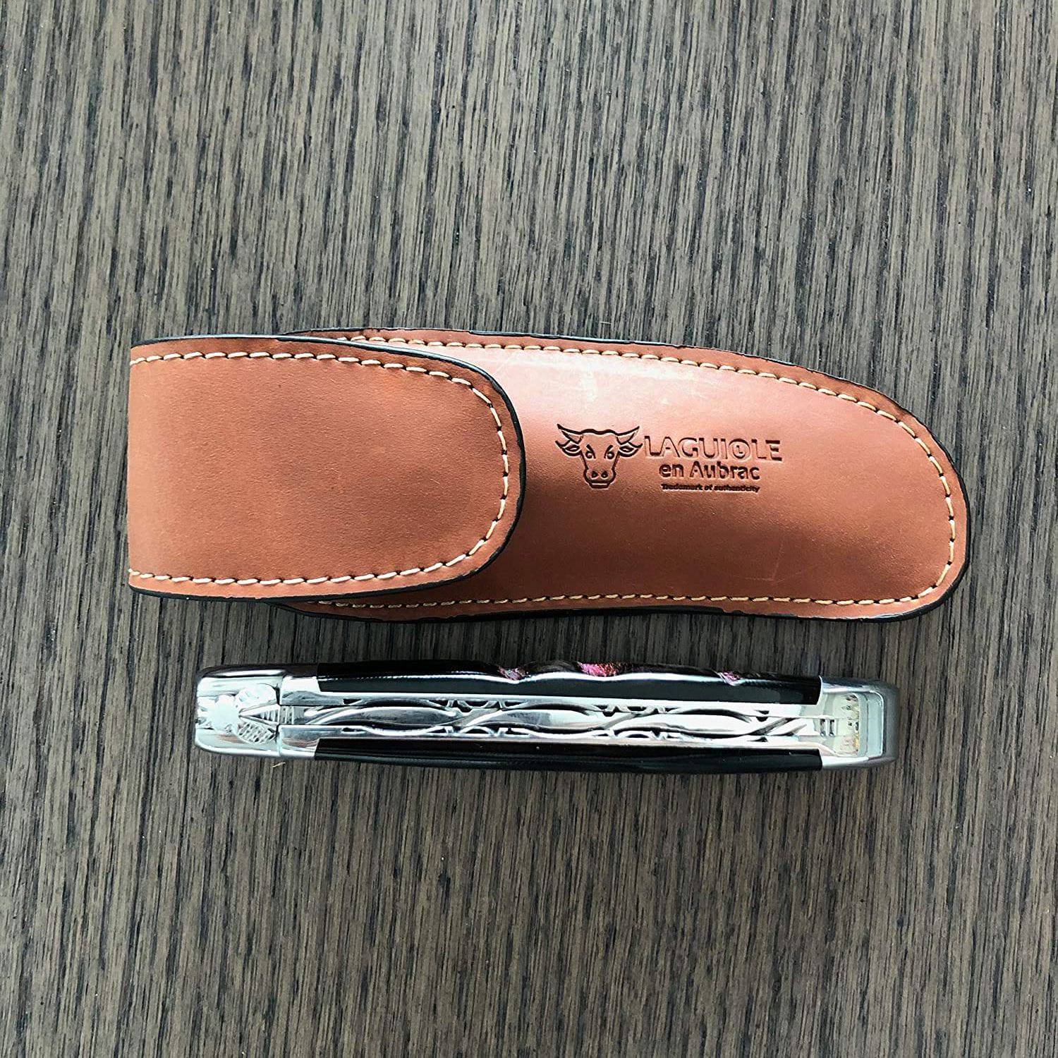 Sheath Protector Laguiole en Aubrac Brown Leather Sheath Protector for Folding Knife ...
