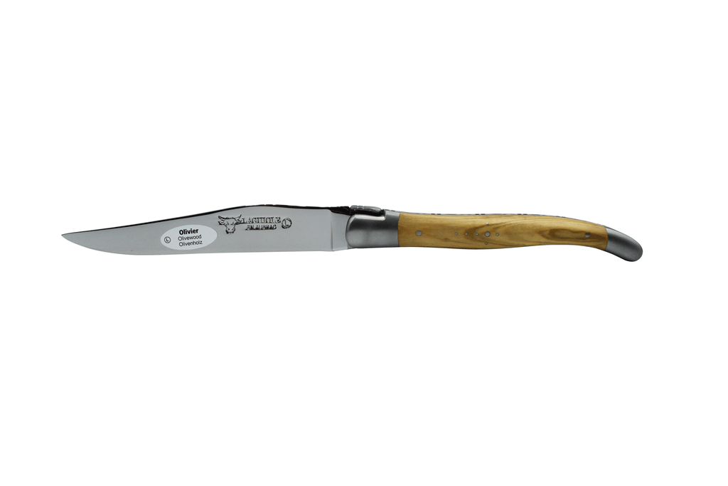 Laguiole en Aubrac Handcrafted Plated 2-Piece Steak Knife Set with Olivewood Handles - LaguioleEnAubracShop