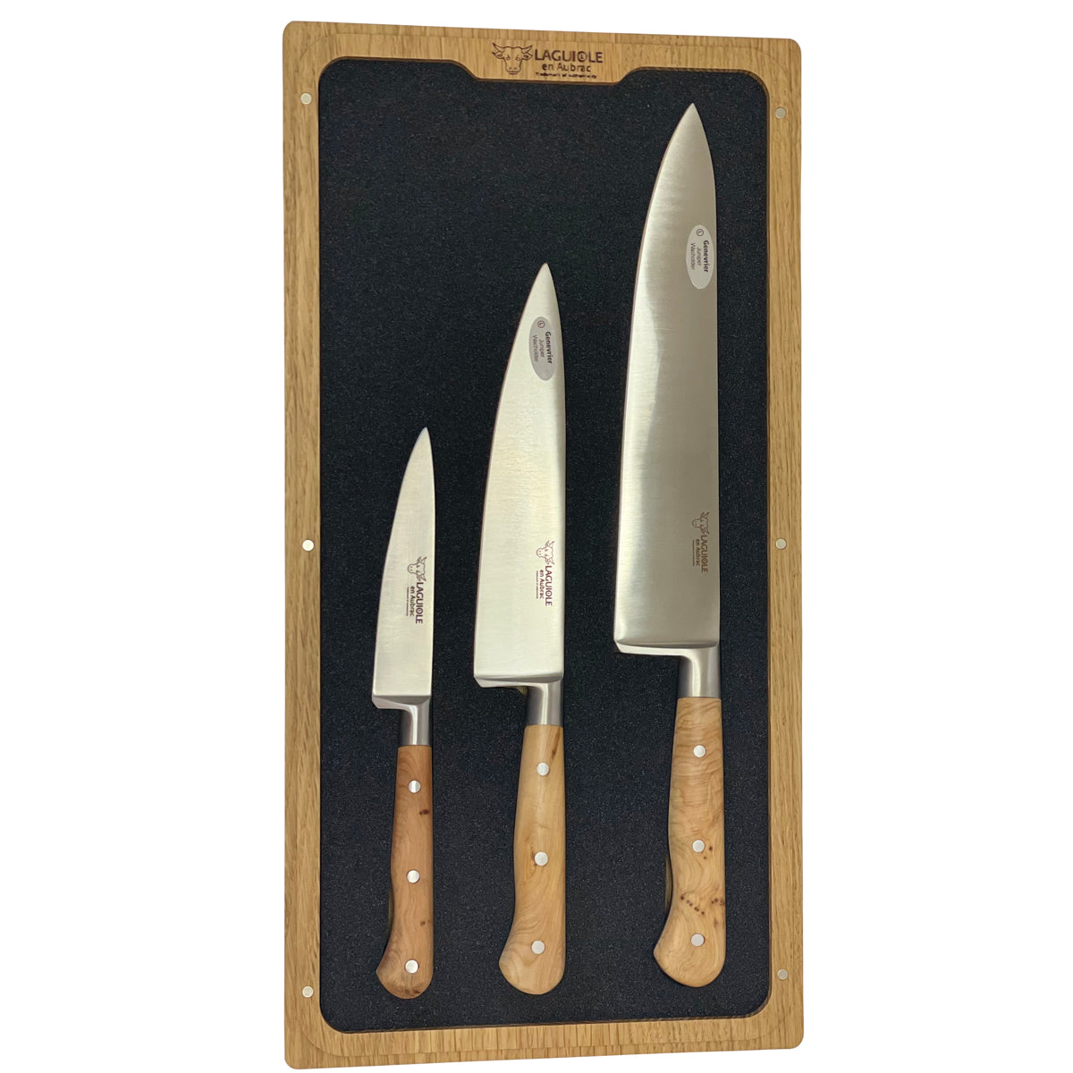 Laguiole en Aubrac Professional Stainless Fully Forged Steel Starter 3-Piece Premium Kitchen Knife Set With Juniper Handles - LaguioleEnAubracShop