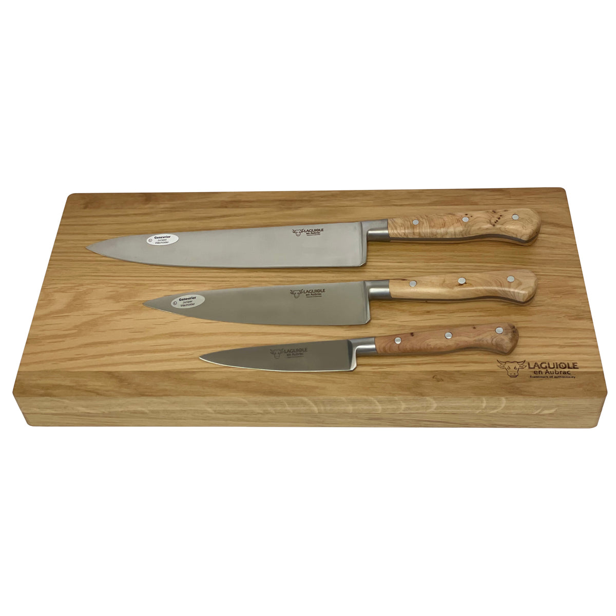 Laguiole en Aubrac Professional Stainless Fully Forged Steel Starter 3-Piece Premium Kitchen Knife Set With Juniper Handles - LaguioleEnAubracShop