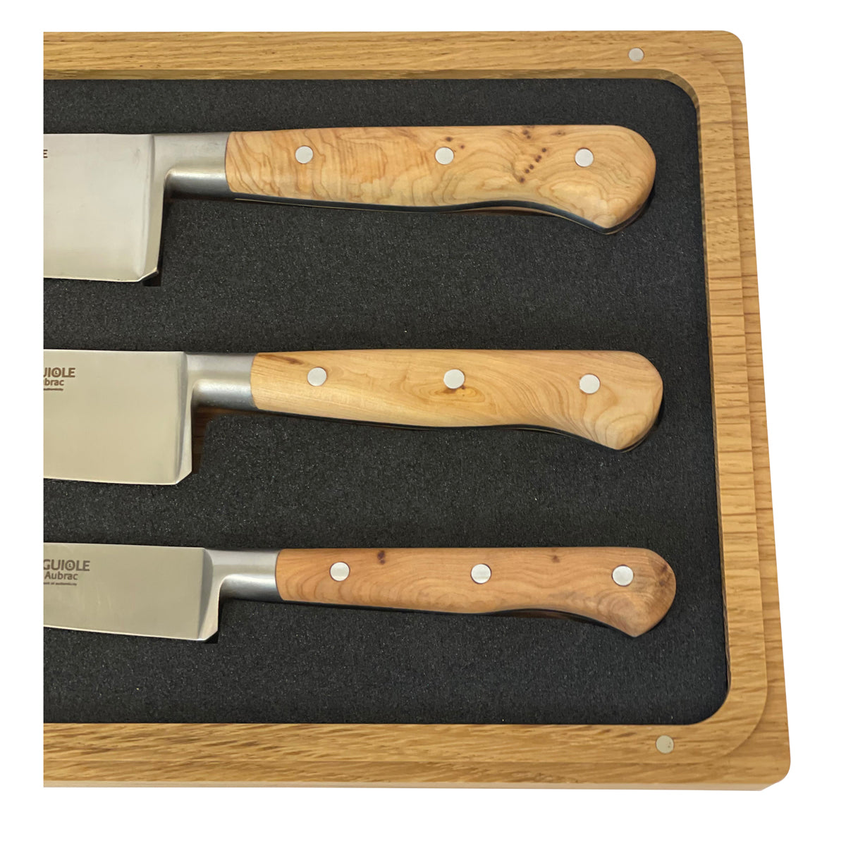 Laguiole en Aubrac Professional Stainless Fully Forged Steel Starter 3-Piece Premium Kitchen Knife Set With Juniper Handles - LaguioleEnAubracShop