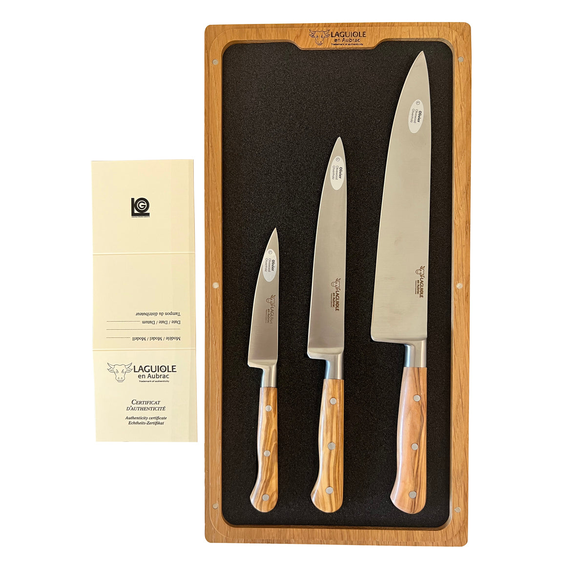 Steak knife set PREMIUM, 6 pcs, with block, stainless steel, Laguiole 