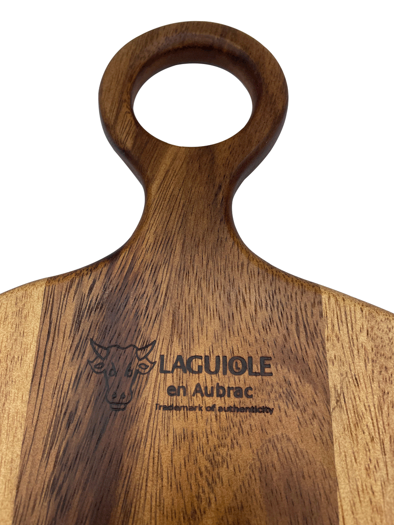 Laguiole en Aubrac Round Solid Maple Wood Cutting Board, 14-in, with Ebony Handle Pizza Cutter, 10-in - LaguioleEnAubracShop