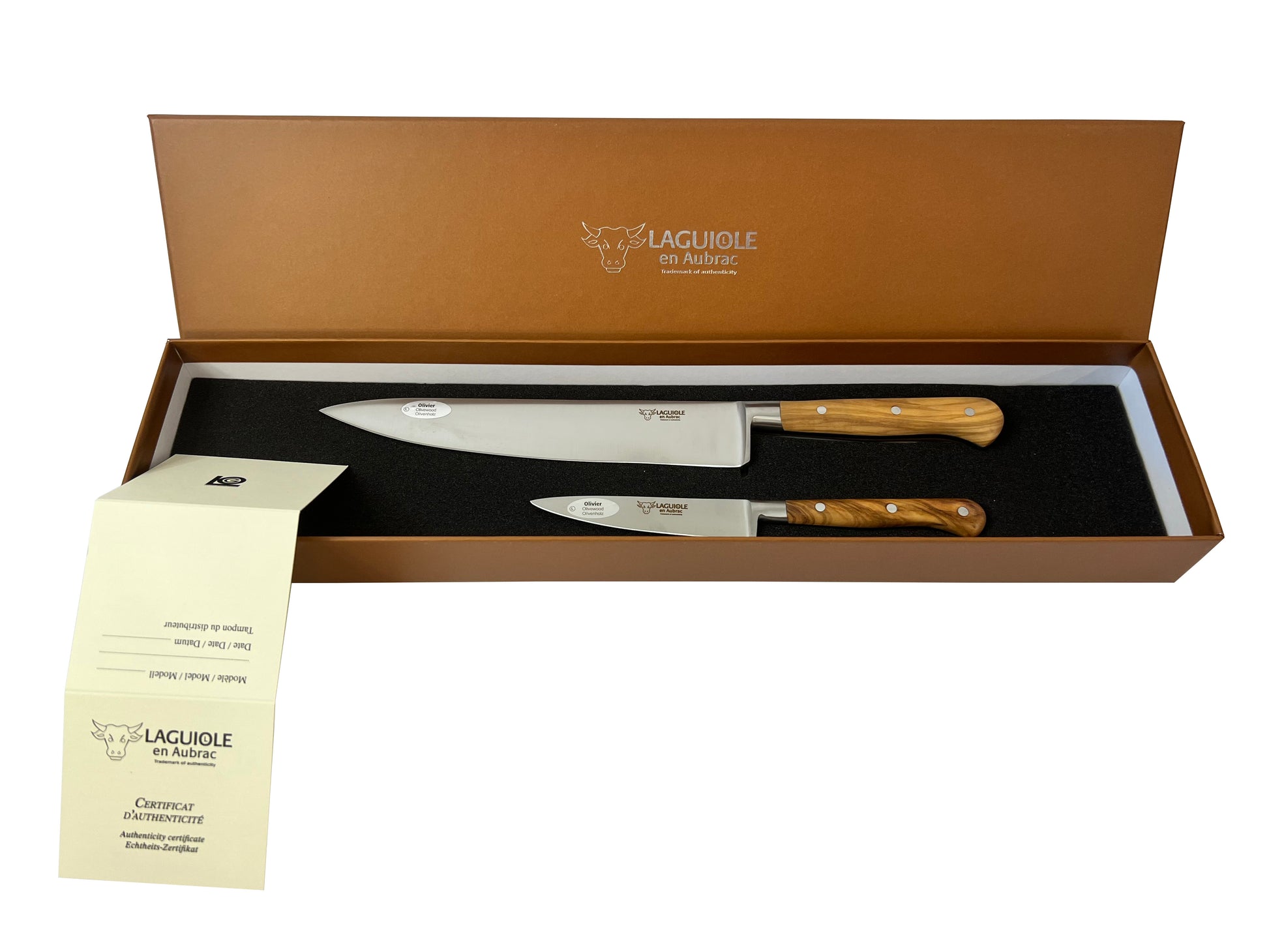 Laguiole en Aubrac Professional Stainless Fully Forged Steel Starter 2-Piece Premium Kitchen Knife Set With Olivewood Handles - LaguioleEnAubracShop