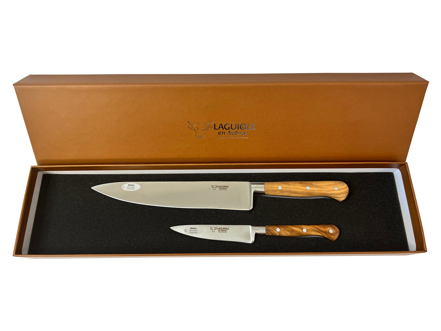 Laguiole en Aubrac Professional Stainless Fully Forged Steel Starter 2-Piece Premium Kitchen Knife Set With Olivewood Handles - LaguioleEnAubracShop