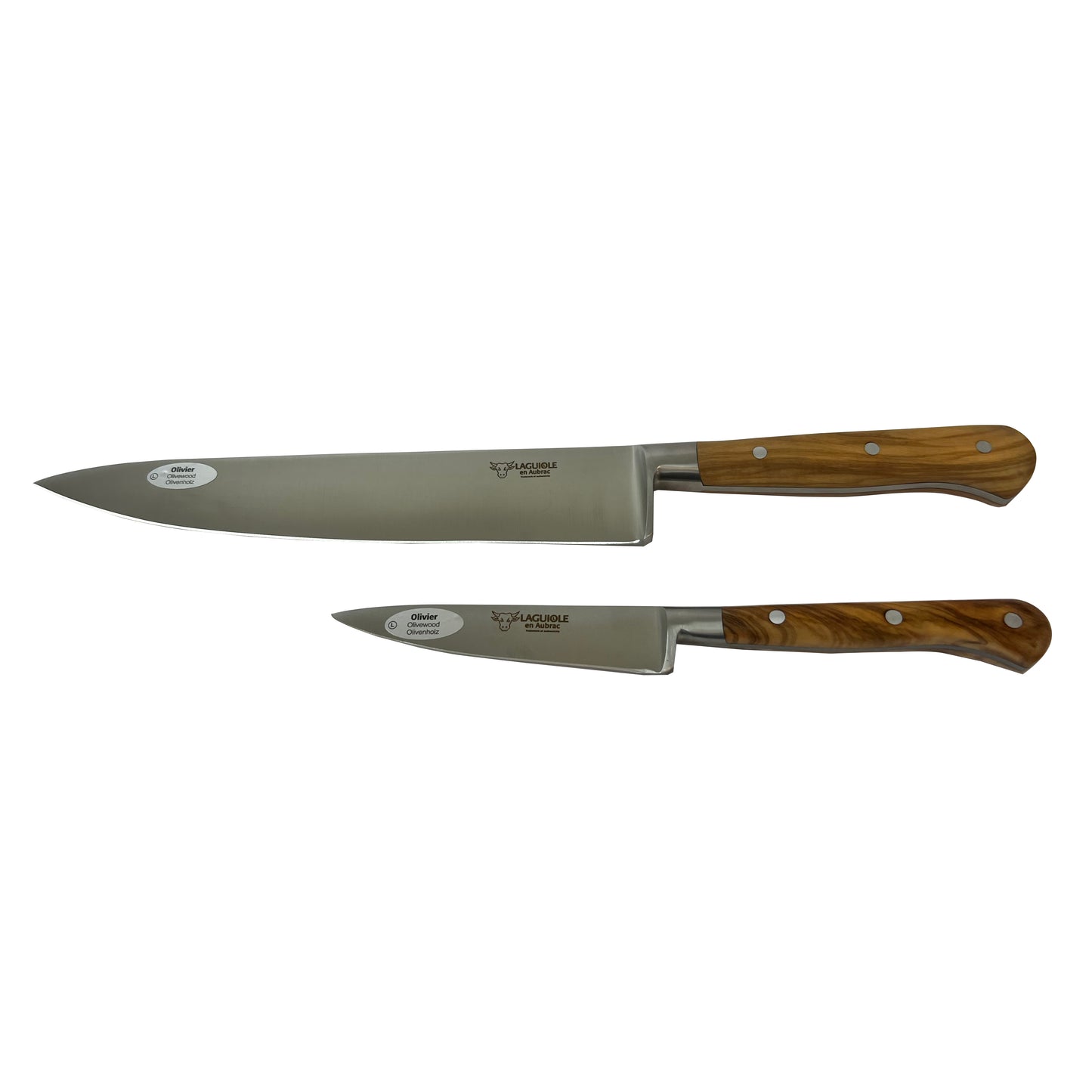 Laguiole en Aubrac Professional Stainless Fully Forged Steel Starter 2-Piece Premium Kitchen Knife Set With Olivewood Handles - LaguioleEnAubracShop