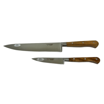 Laguiole en Aubrac Professional Stainless Fully Forged Steel Starter 2-Piece Premium Kitchen Knife Set With Olivewood Handles - LaguioleEnAubracShop