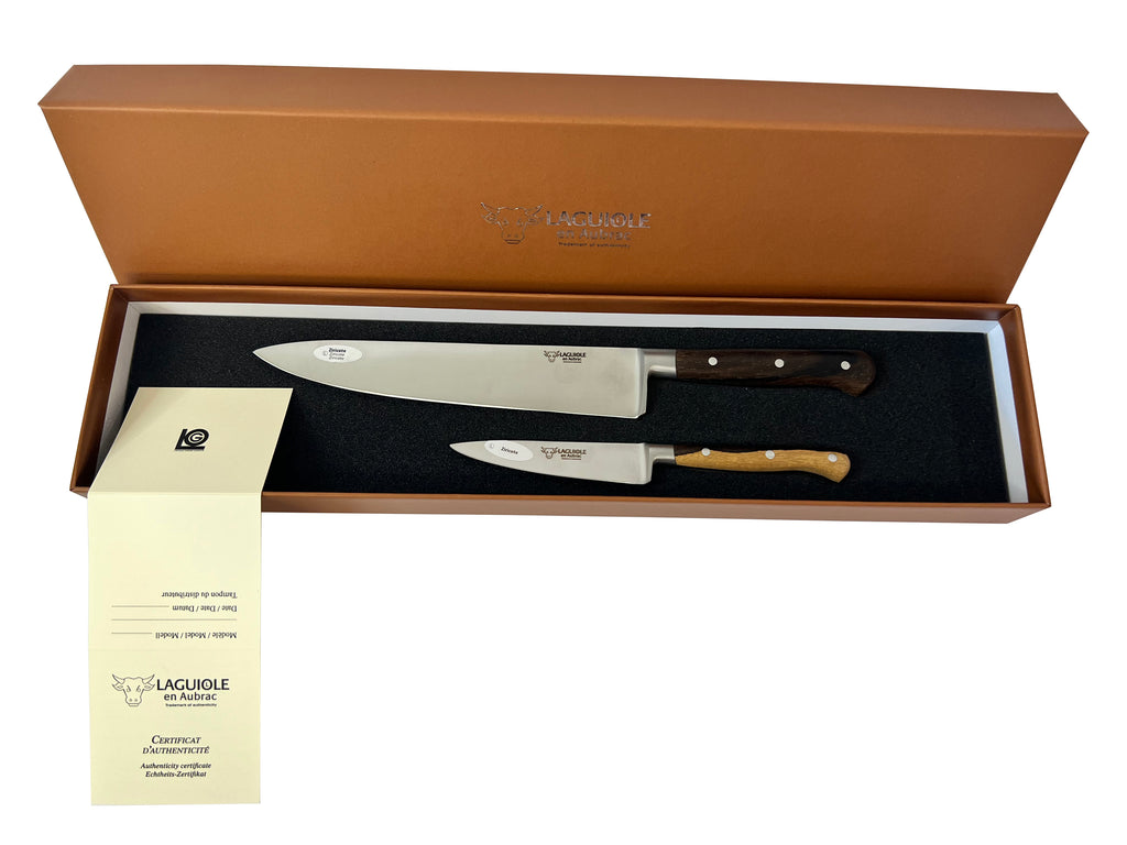 Laguiole en Aubrac Professional Stainless Fully Forged Steel Starter 2-Piece Premium Kitchen Knife Set With Ziricote Handles - LaguioleEnAubracShop