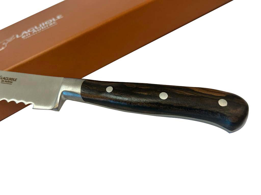 Laguiole en Aubrac Fully Forged Steel Bread Knife With Ziricote Handle, 8-Inches - LaguioleEnAubracShop