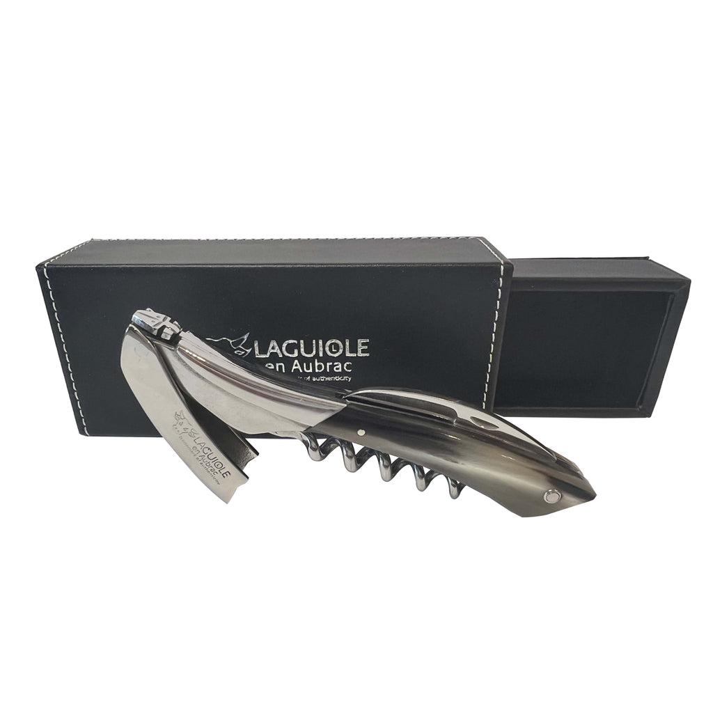 Laguiole en Aubrac Origine Le France Sommelier Waiter's Corkscrew with Solid Horn Handle - LaguioleEnAubracShop